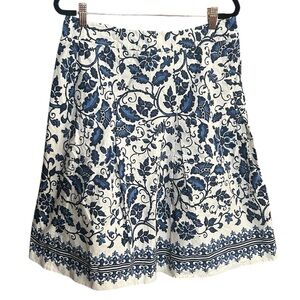 Talbots 100% cotton Floral Blue and White Skirt